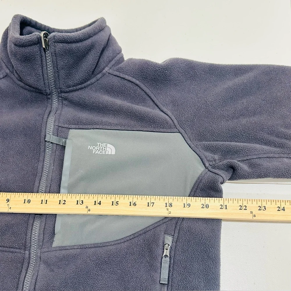 The North Face Jacket Boys XL 18/20 Fleece Black Full Zip Panel Gray‎ Accents